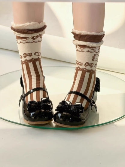 Dessert Print Striped Sweet Lolita Calf Socks