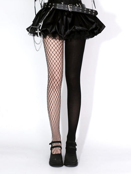 Design Fishnet Punk Tights Asymmetrical Black
