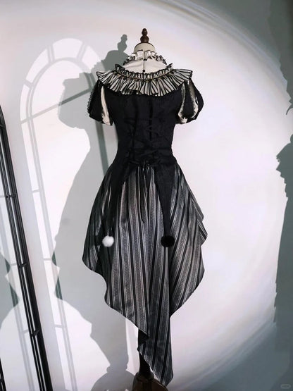 Full Lolita Circus Sleeves Black Set- Vibes Sweet and Puff White