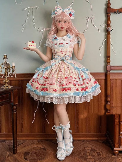 Collar Peter Blouse Decorated Pan Blue Puff Bows Sleeves White