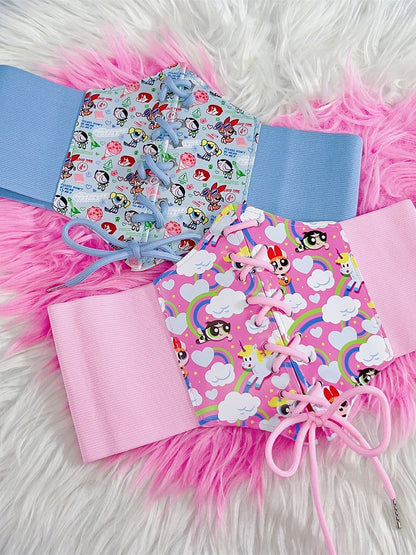 Corset Girls Powerpuff Pink/Blue PU Y2K