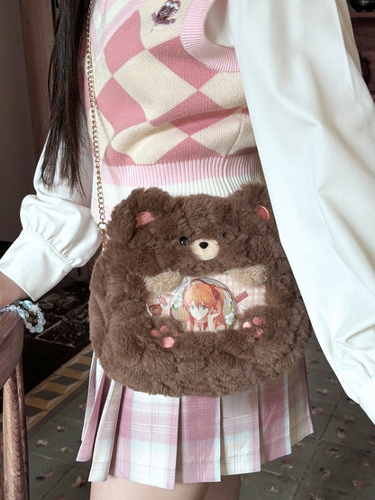 Bear Bag Cute Crossbody Brown Ita Plush