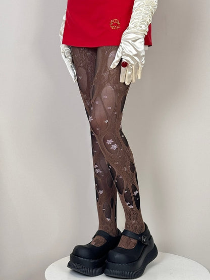 Y2K Tights Details Asymmetrical White/Beige/Black/Brown Design Cut-out
