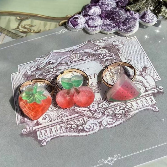 Options Ring Cherry/Pineapple/Watermelon/Strawberry/Grapes Decorated 5