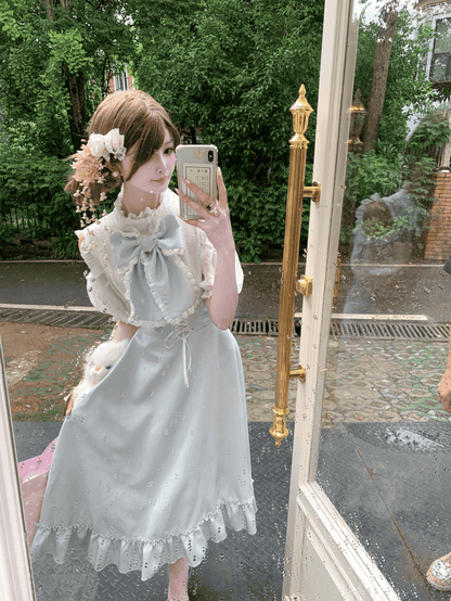 High-Waisted with Blue Light Landmine Maxi Shoulder Open Style Dress