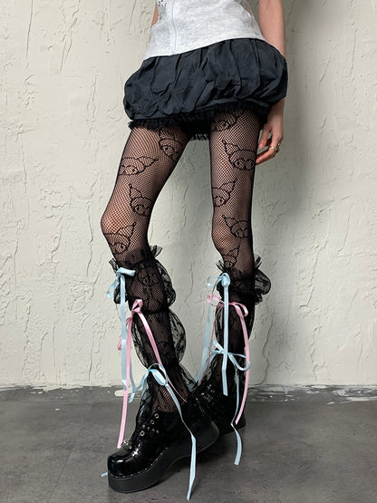 Sleeves Black Self-tie Y2K Lace Leg Straps