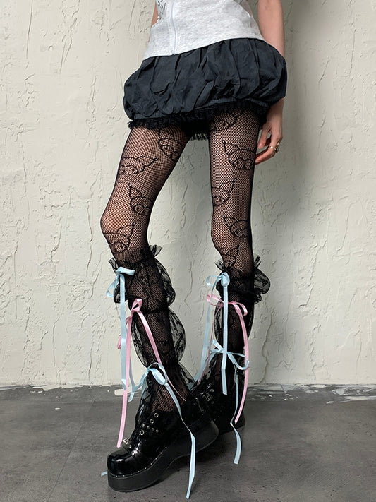 Sleeves Black Self-tie Y2K Lace Leg Straps