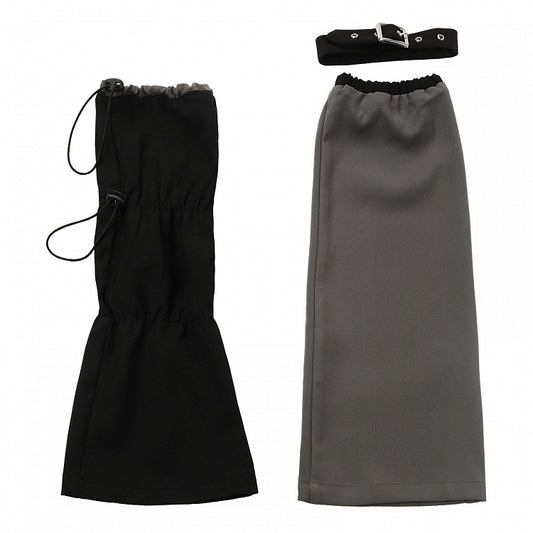 ブラックとアシンメトリーのグレーレッグウォーマー