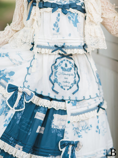 Apron Blue Mulberry Embroidery