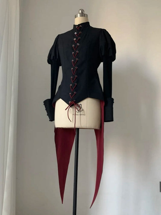 Swallow Mandarin Fashion Ouji Black Top Tail Juliette Lolita Collar Sleeves