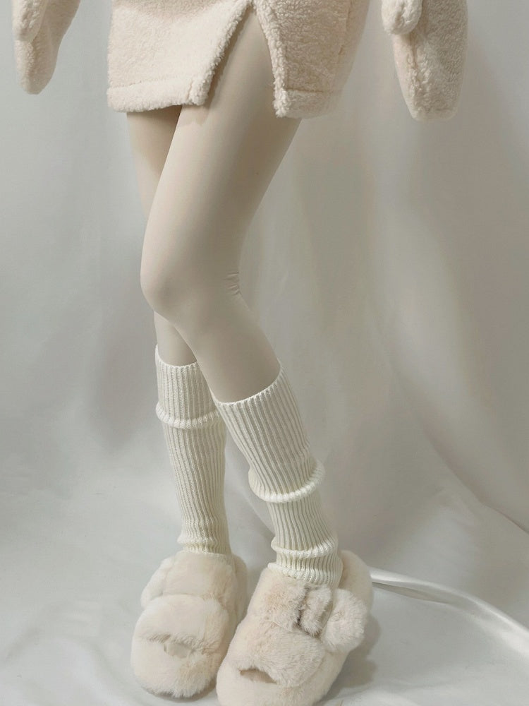 White Lolita Knitted Leg Warmers