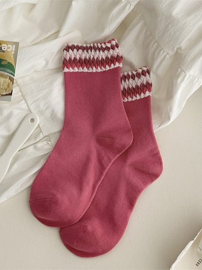 Calf Red/Yellow/Blue/White Lolita Socks