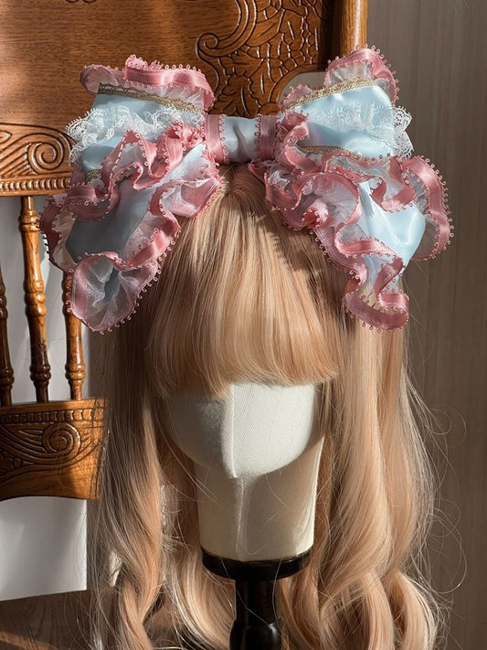 with Ruffles Bow Elegant KC Blue Pink Lace LolitaLarge Classic