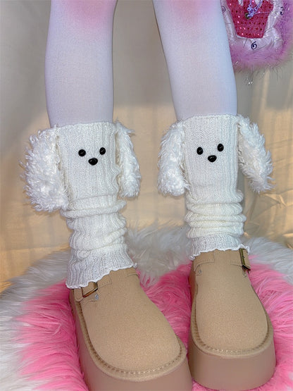 Puppy Ears Design Knitted Leg Warmers