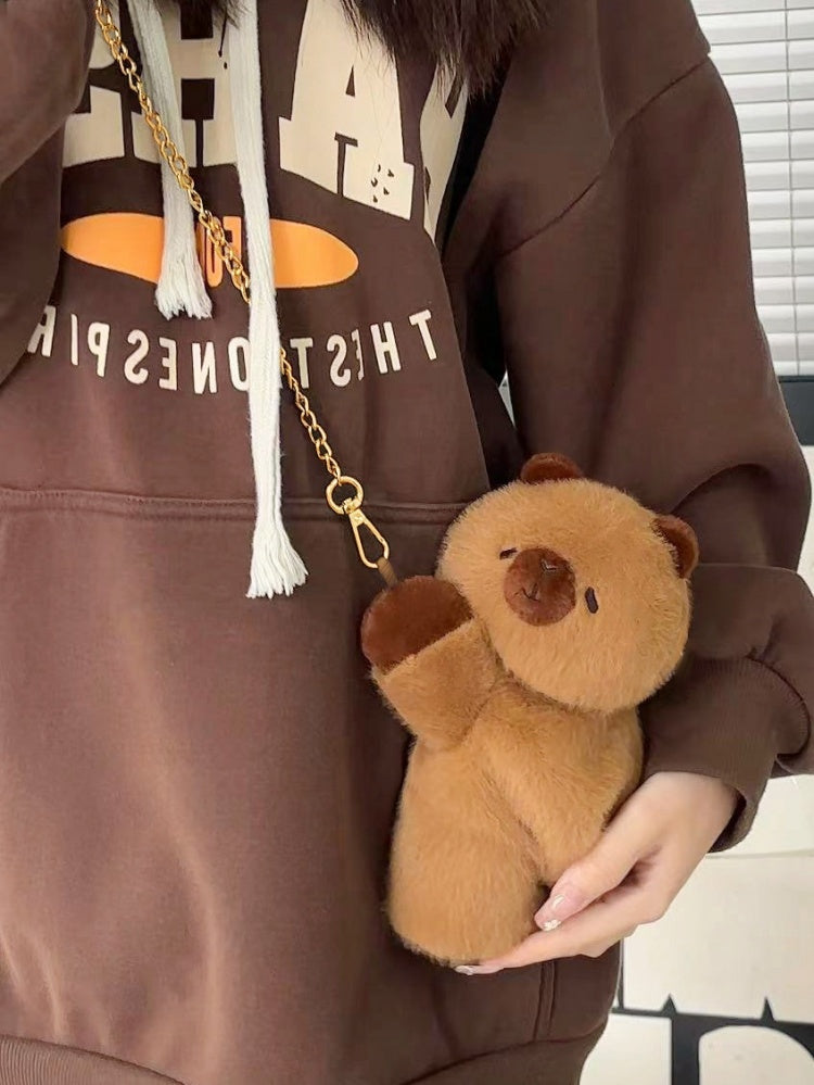 Cute Capybara Brown Plush Backpack/Crossbody