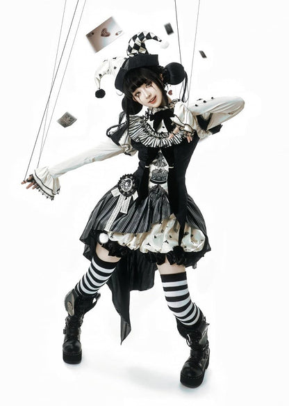 Full Lolita Circus Sleeves Black Set- Vibes Sweet and Puff White