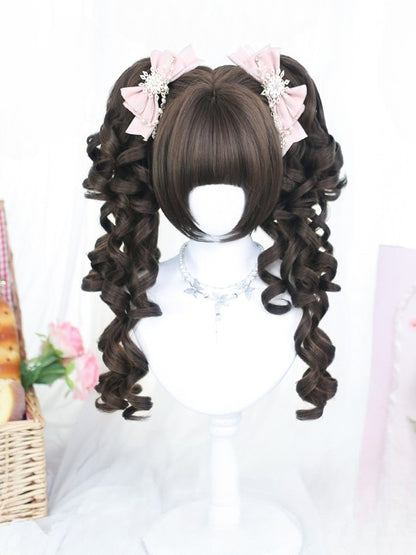 Straight Clips Claw Cut Bangs＋Double 50CM Bob With Ponytail Full Brown/Blonde Wig Wavy 30CM Length