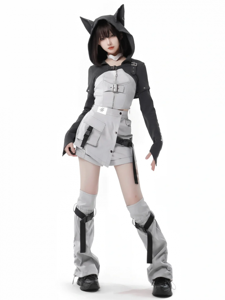 Gray Futuristic Techwear Skort