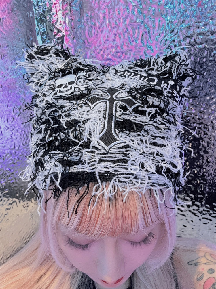 Skeleton Embroidery Punk Knitted Hat