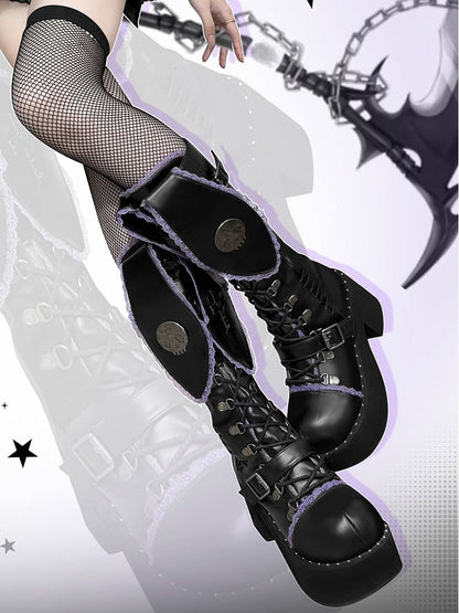 Bad Bunny Lace Trim Bunny Ears Platform Boots