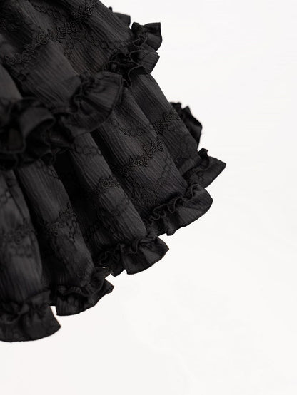 Black Princess Corset Waist Dress Ruffle Skirt