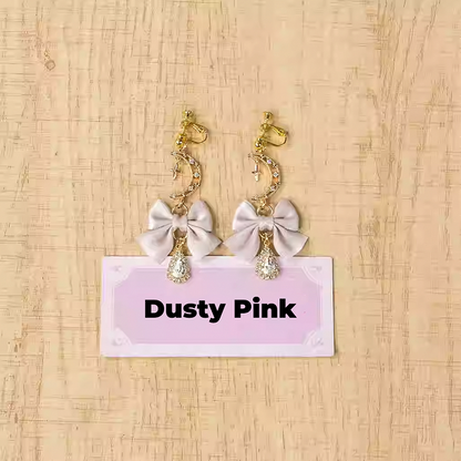 Bow Moon Ohrclips Jirai Kei Pink/Pink/Blau/Schwarz Weiß/Dusty
