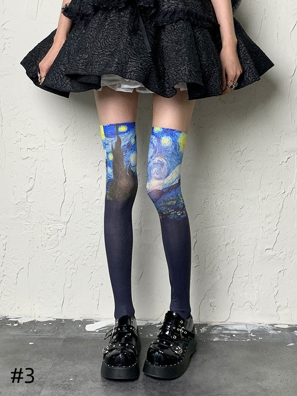 Oil Painting Overknee Stockings