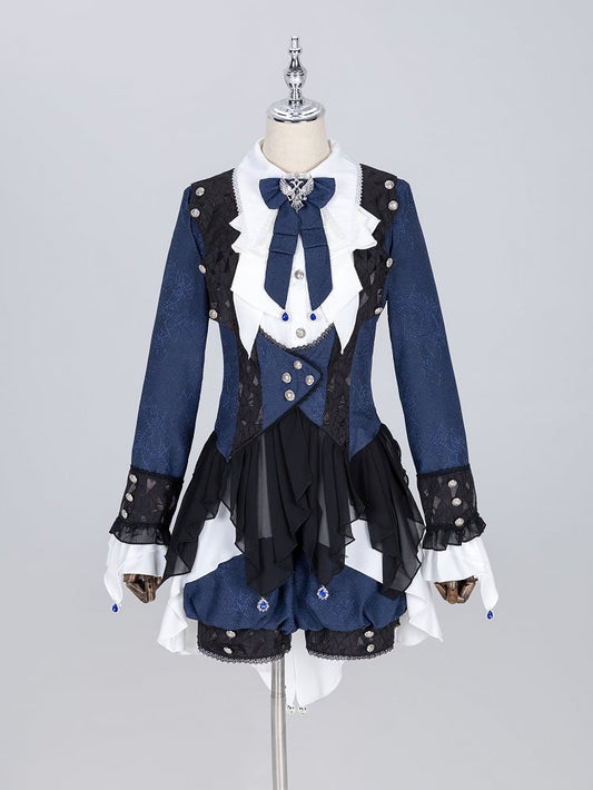 Coat Dark Gothic Pieces Ouji Set Prince Three Lolita Blue White +