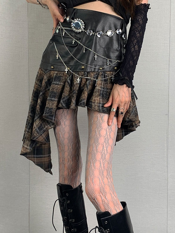 Cut-out Y2K Strumpfhose Design Grau
