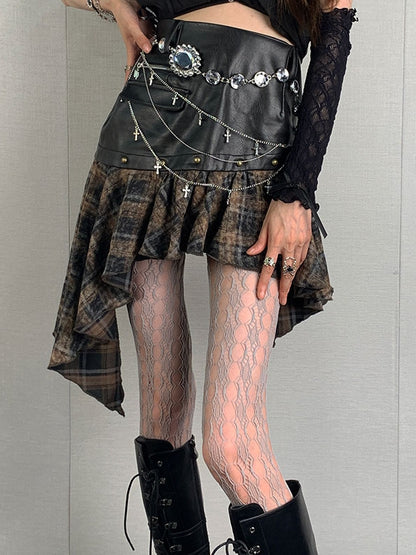 Cut-out Y2K Strumpfhose Design Grau
