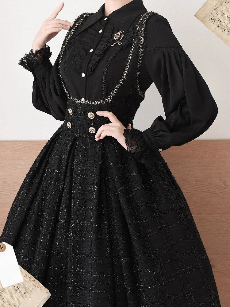 Black Elegant Pointed Collar Long Sleeves Shirt