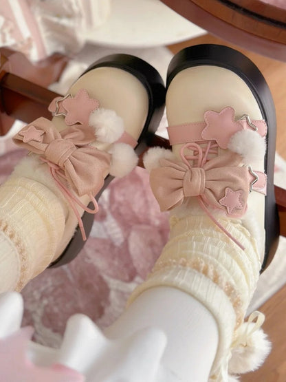 Accents Winter Star Fleece-Lined Sweet Beige Pink - Platforms