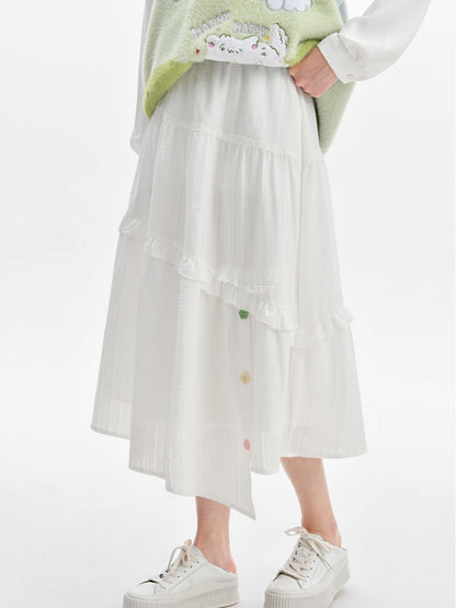 White  Asymmetrical Hem Skirt