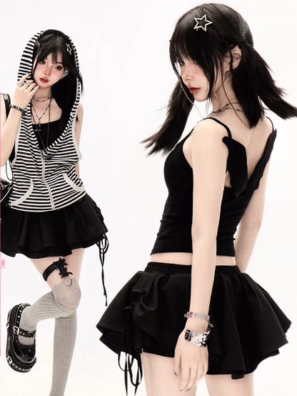 Black Scoop Bittersweet Cami Top Neckline Angel Wings Back