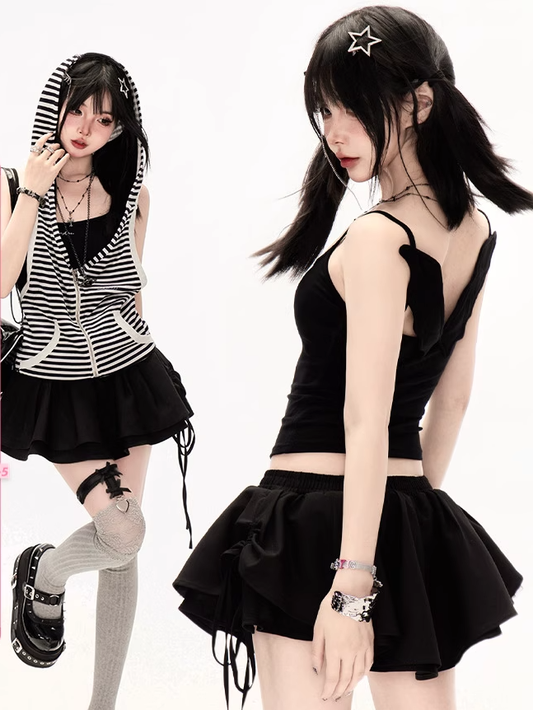 Black Scoop Bittersweet Cami Top Neckline Angel Wings Back
