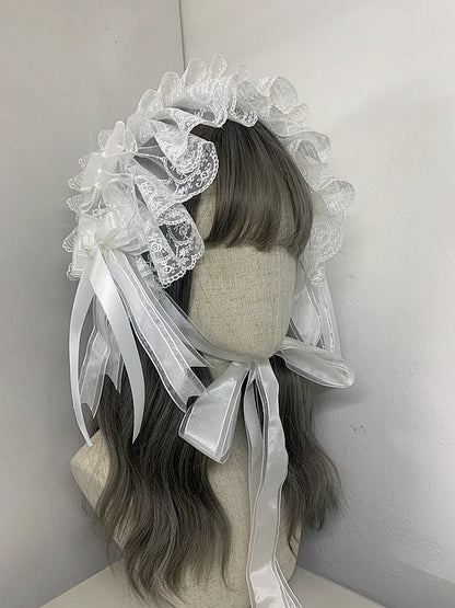 White Gothic Elegant Bowknots Lace Hairband