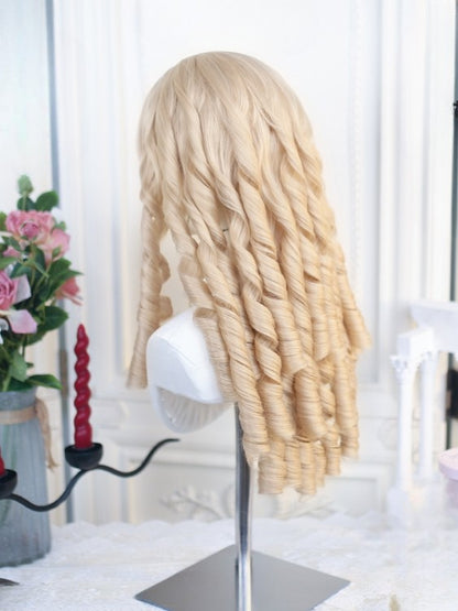Length Bangs Curly With Wig Full Roman Blonde 50-55CM