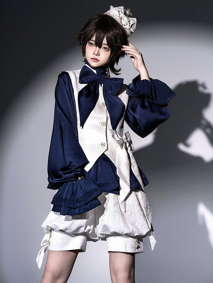 Royal Sleeves Ruffle Lolita Blue Poet Shirt Neckline Ouji