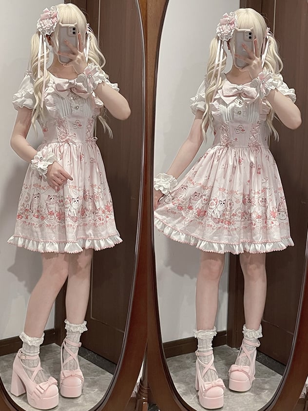 Schleife verziert rosa Spitze Strass Kei und Jirai herzförmige Haarspange Trim