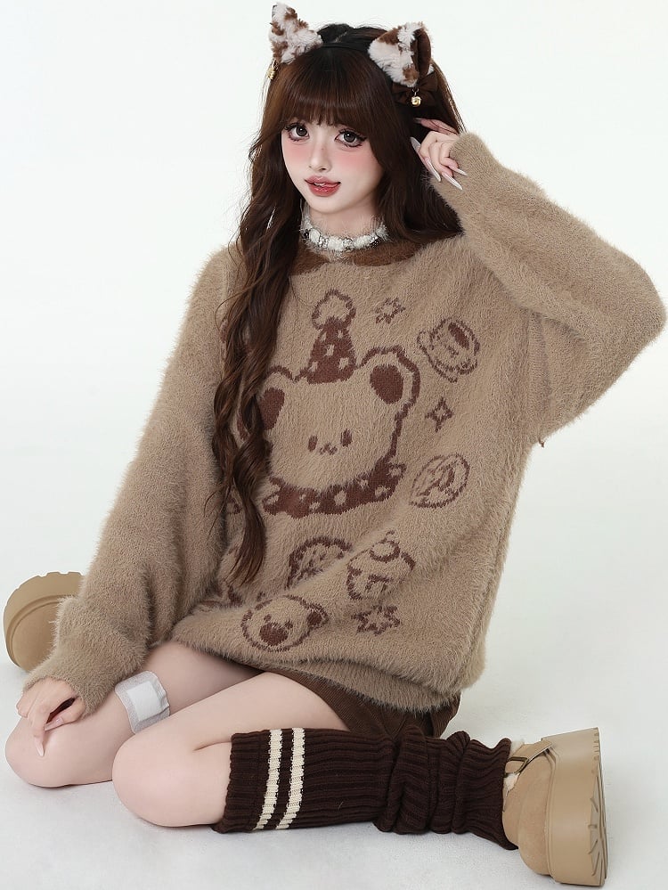 Cute Teddy Bear Fuzzy Hooded Sweater