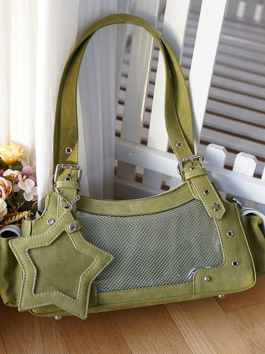 With Ita Y2K Shoulder Charm Green Bag PU Star