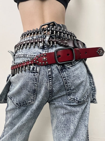 Y2K Gothic Punk Studs Bullets Waist Belt