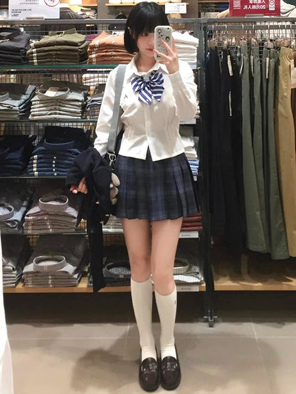 Brief Stil Preppy JK Shirt Weiß Uniform Stickerei