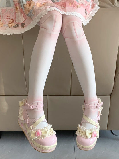 Cheese Strawberry Cake Pink Sweet Lolita Platform Mary Jane Shoes