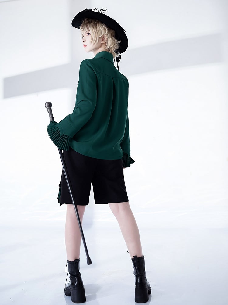 Style Ouji Collar Green Prince Shirt Lolita Pointed