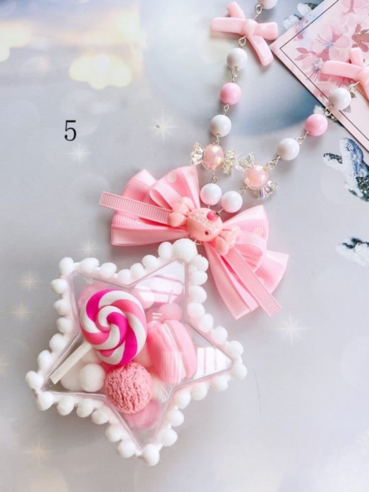 Star Bowknot and Bead Decora Necklace