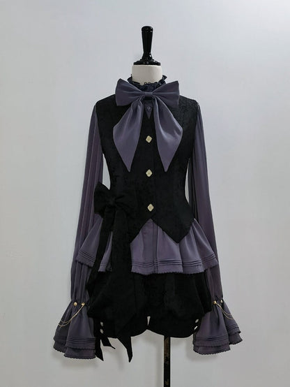 Sleeves Purple Neckline Bishop Poet Ruffle Blouse