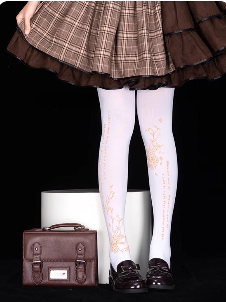 Rosette Black/White Lolita Tights