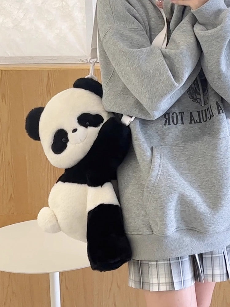 Sac à dos en peluche panda noir et blanc, sac à bandoulière, petite/moyenne/grande taille