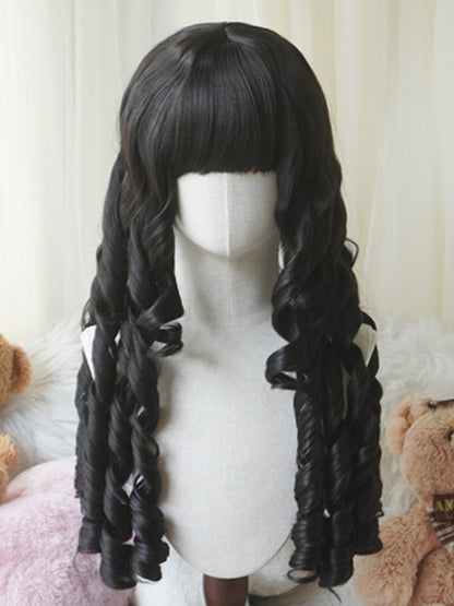 Light Blonde/Blonde/Dark Brown/Black Long Roman Curly Wig With Full Bangs